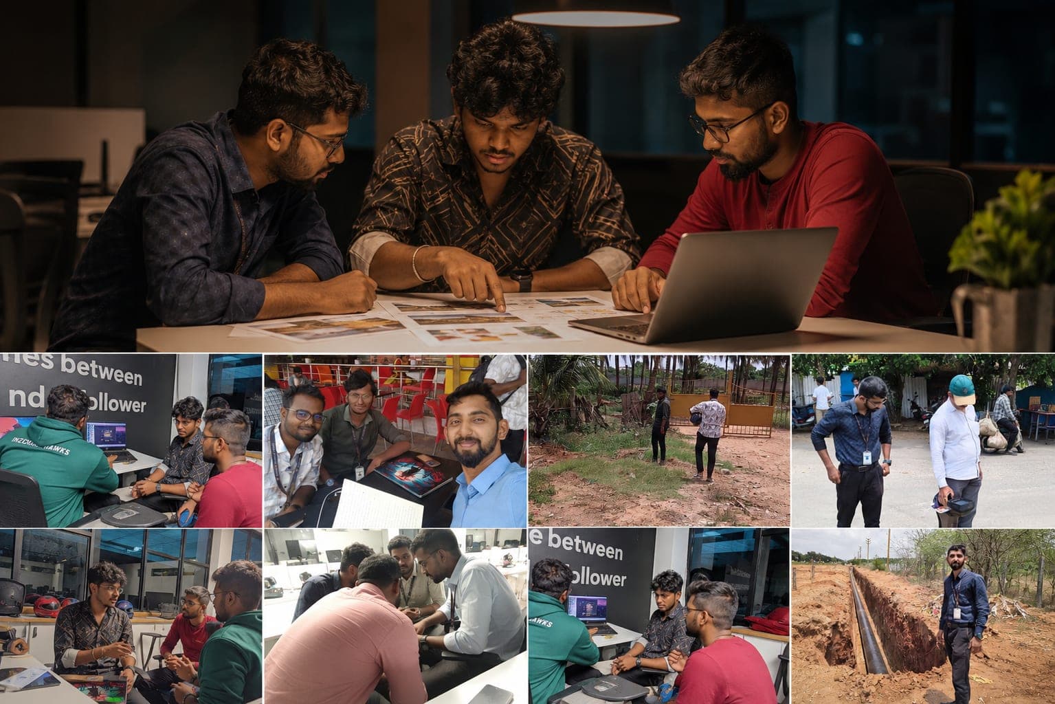 Engineers reviewing a validation session at a desk with printed findings